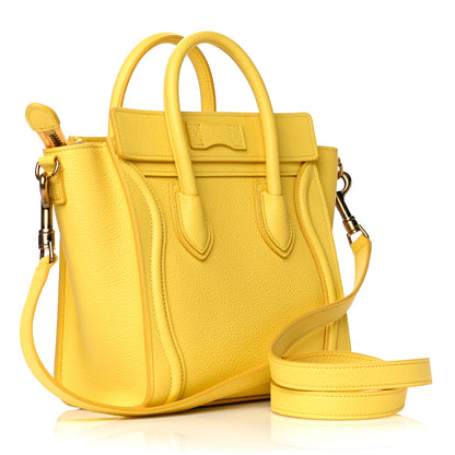Celine Drummed Calfskin Nano Luggage Citron 2 of 12