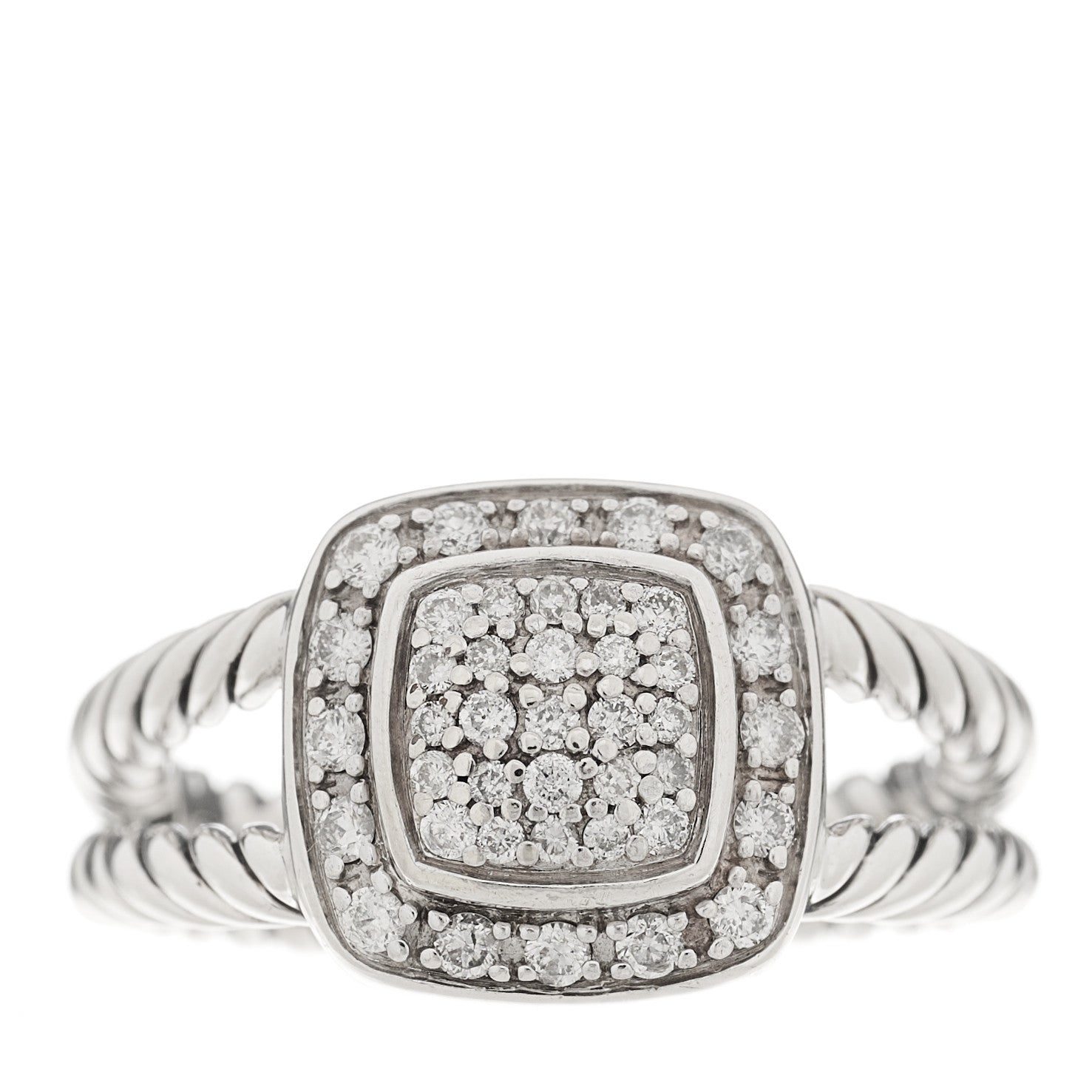 David Yurman Sterling Silver Diamond 7mm Petite Albion Pave Ring 52 6 1 of 6
