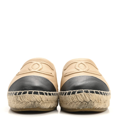 Chanel Lambskin CC Espadrilles 38 Beige Black 3 of 10