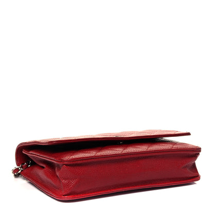 Chanel Caviar Quilted Wallet on Chain WOC Red 4 of 9