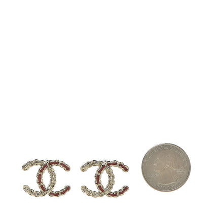 Chanel Enamel Metal Chain French New Wave CC Earrings Red Gold 2 of 5