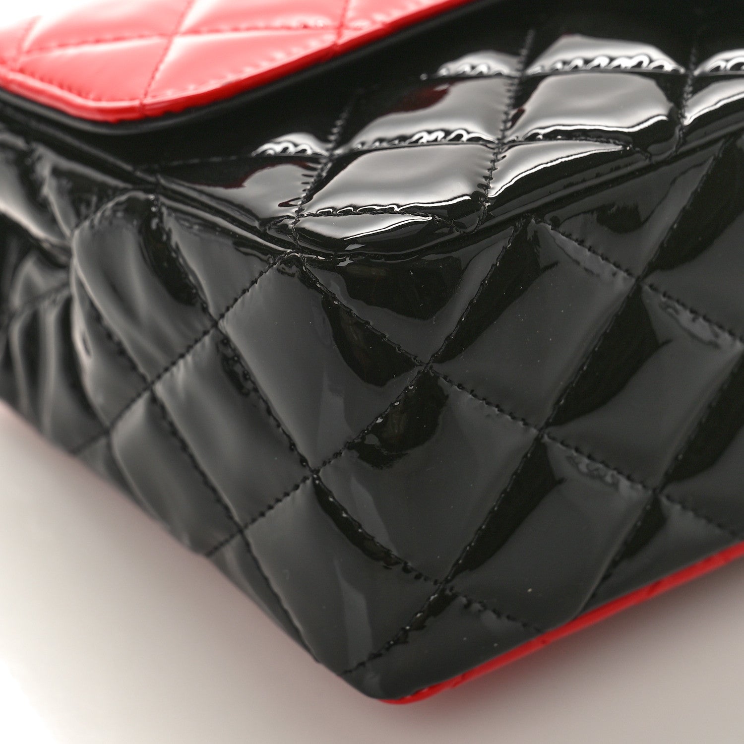 Chanel Patent Calfskin Quilted Bi-Color Mini Rectangular Flap Black Red 8 of 9