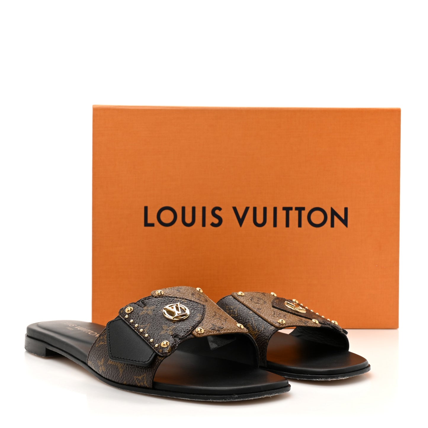 Patent Reverse Monogram LV Frame Flat Mule 40 Cacao