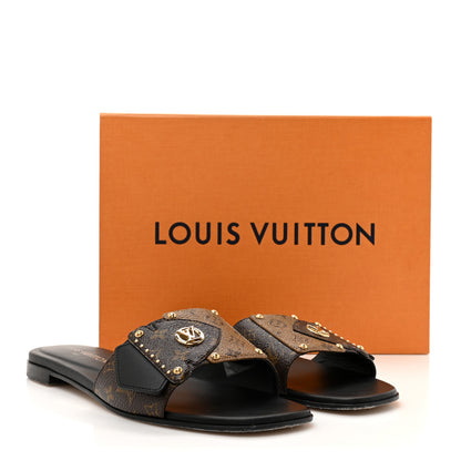 Louis Vuitton Patent Reverse Monogram LV Frame Flat Mule 40 Cacao 12 of 12