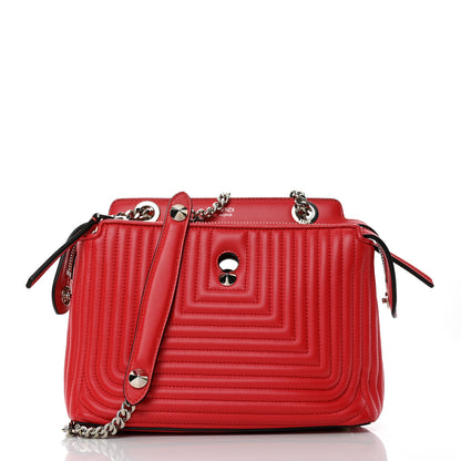 Fendi Shiny Nappa Trapuntata Small DotCom Click Chain Satchel Rojo 2 of 11