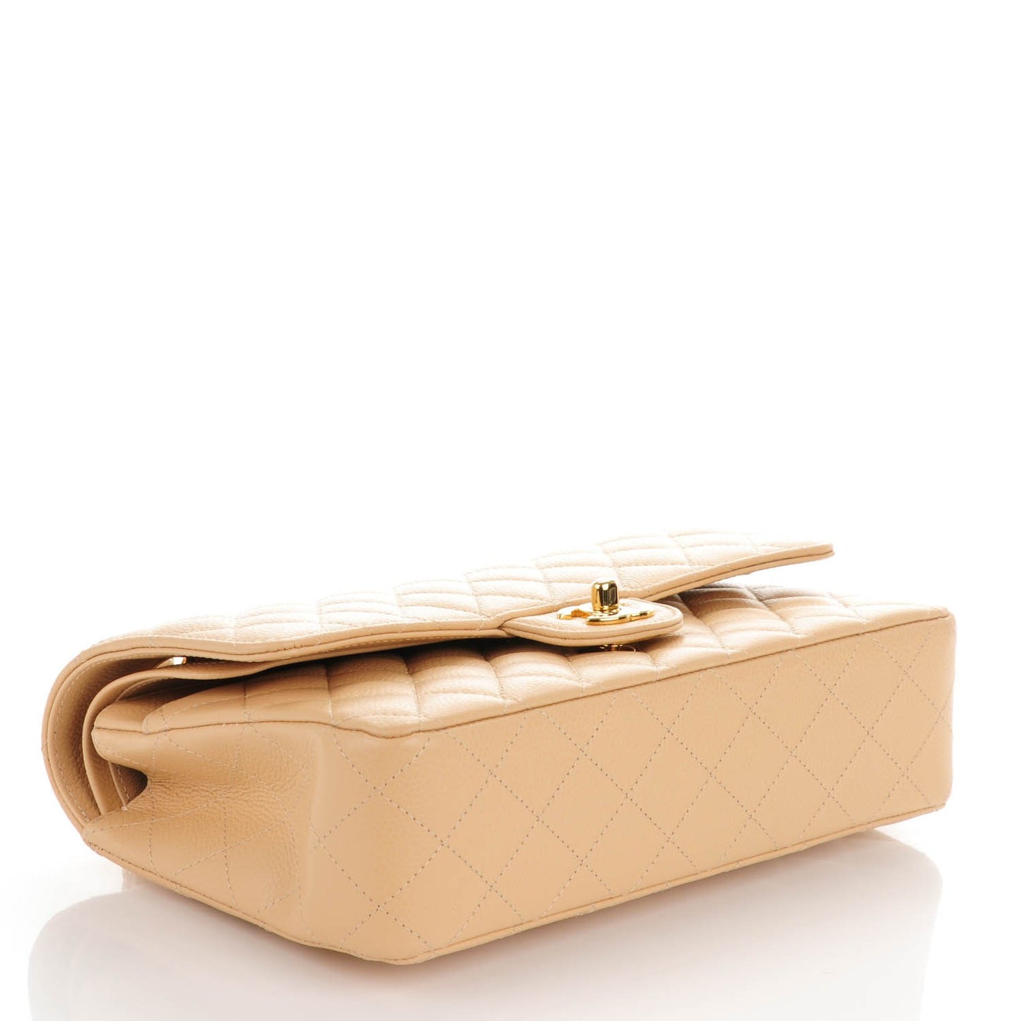 Caviar Quilted Medium Double Flap Beige Clair