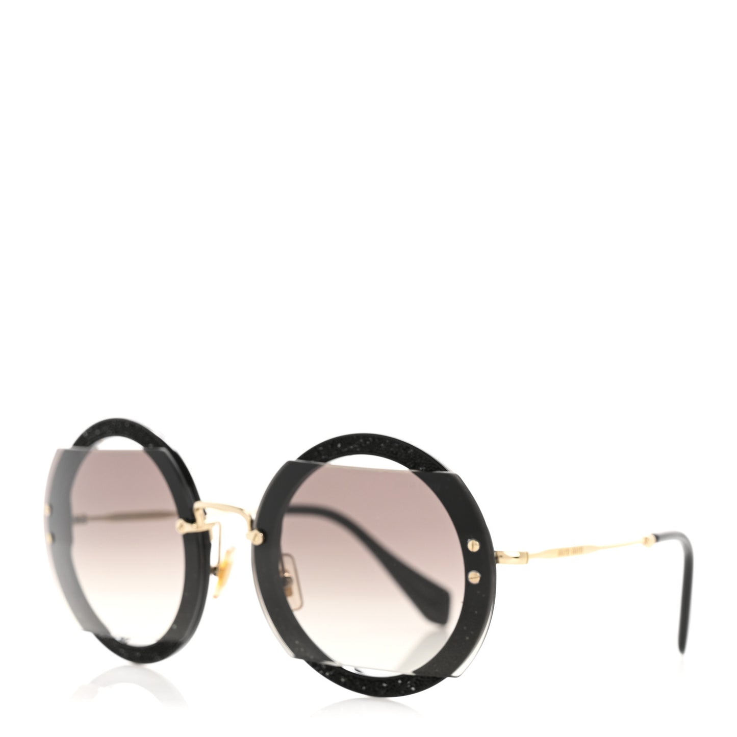 Acetate Glitter Round Sunglasses SMU06S Black