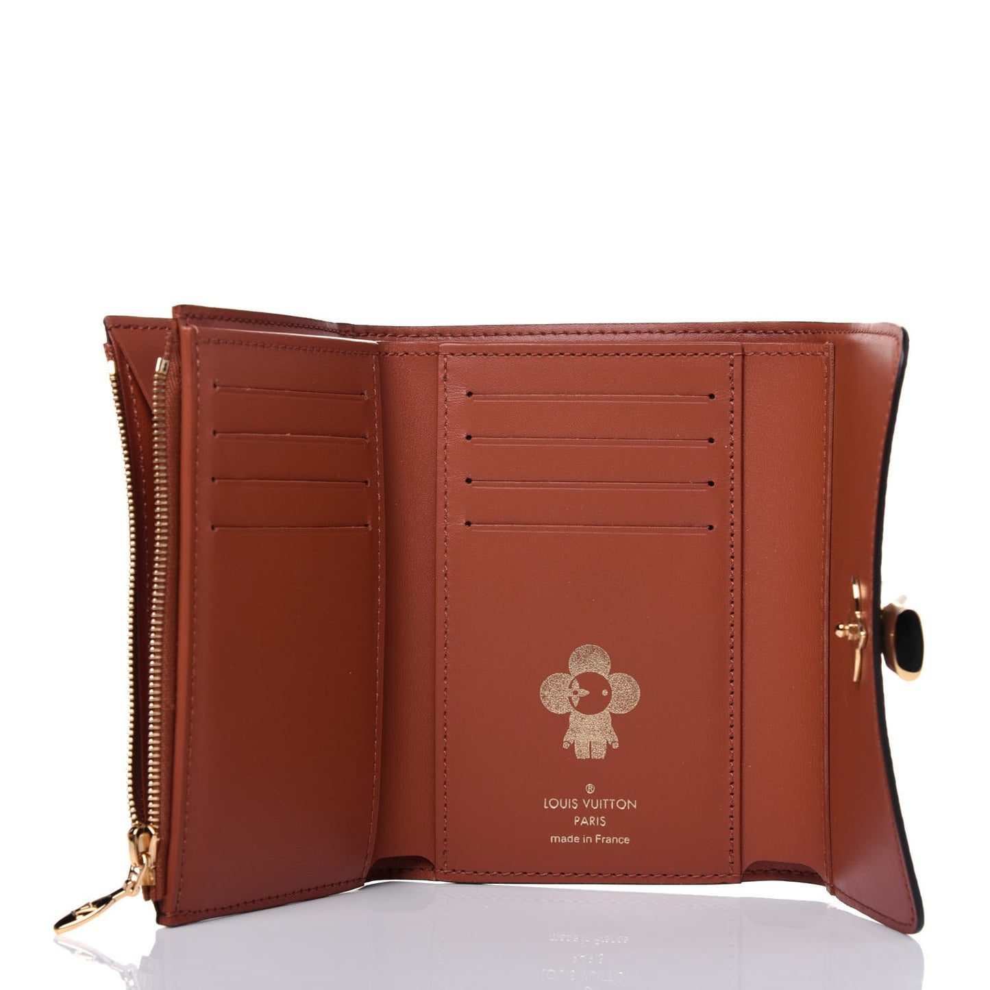 Monogram Flower Lock Compact Wallet Caramel