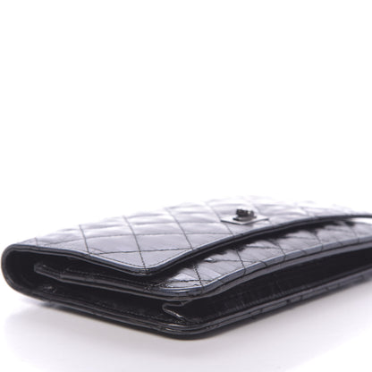 Chanel Aged Calfskin Striped Reissue Wallet On Chain WOC Black 8 of 12