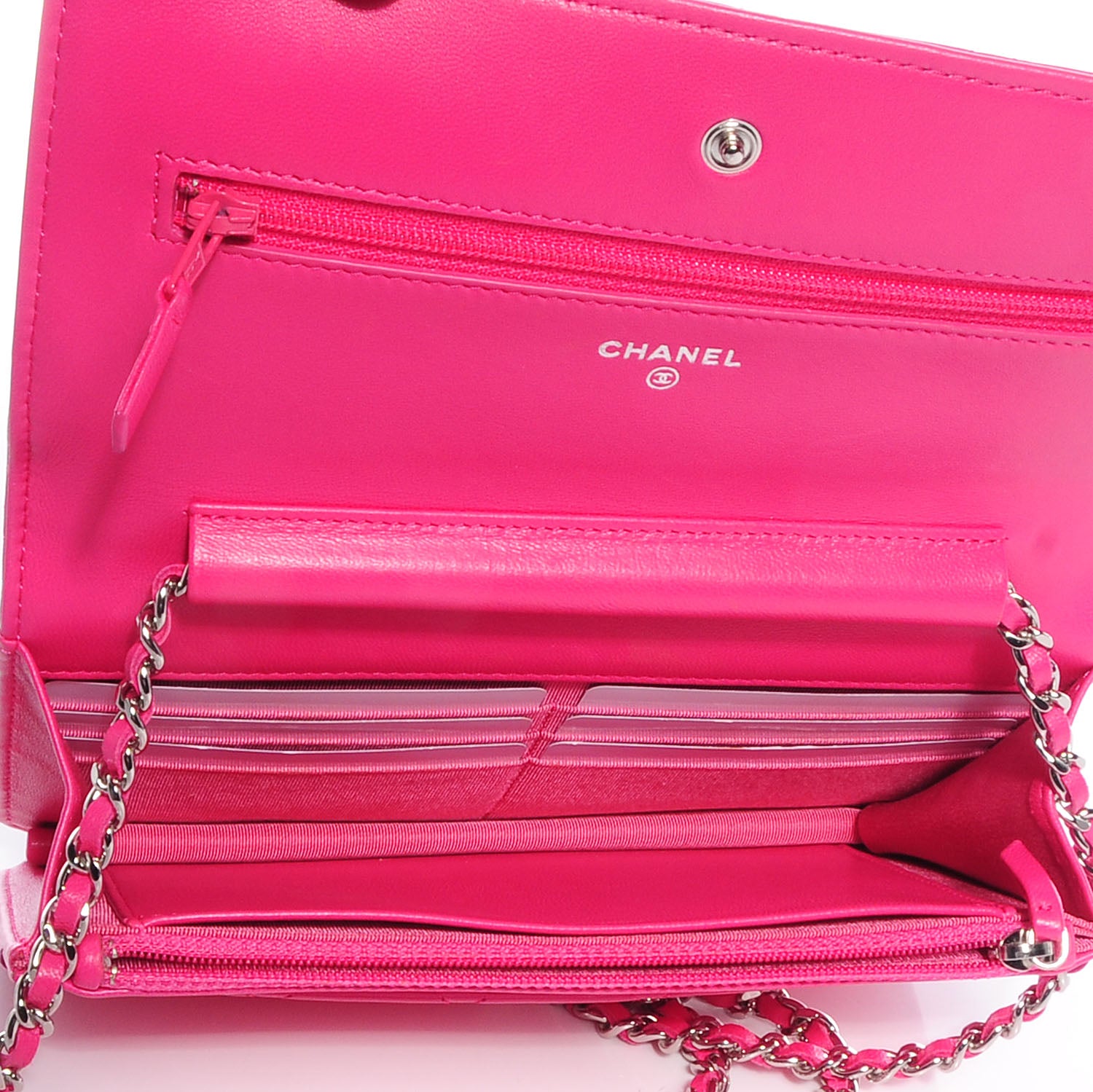 Chanel Lambskin Wallet On Chain WOC Dark Pink 5 of 8