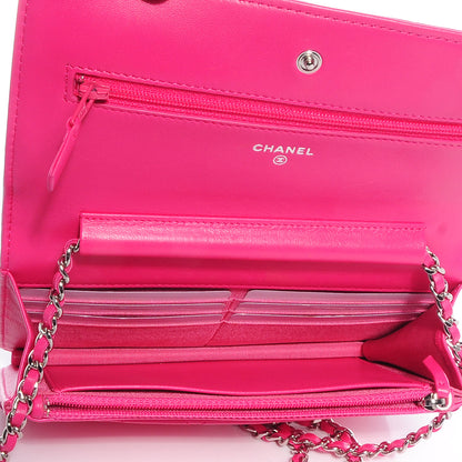 Chanel Lambskin Wallet On Chain WOC Dark Pink 5 of 8