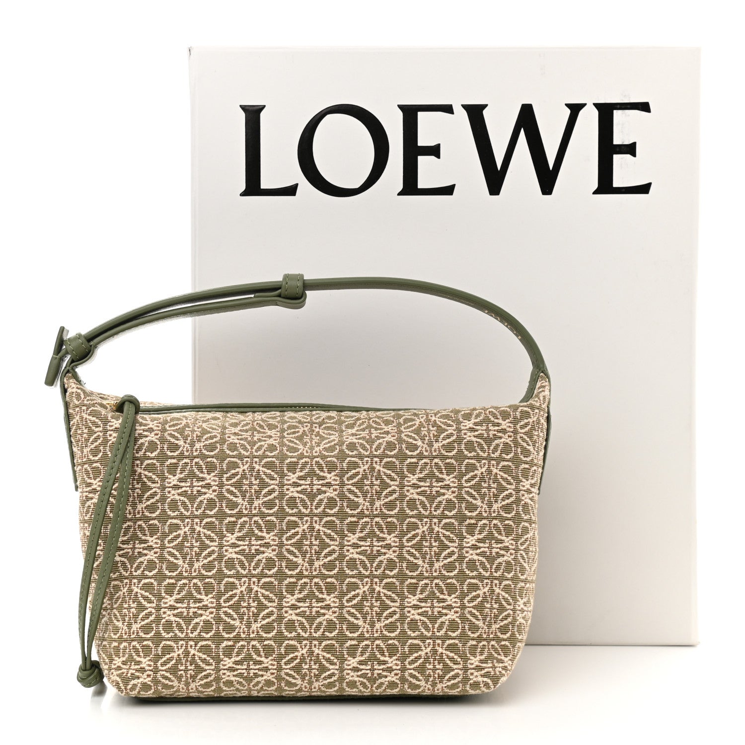 Loewe Jacquard Anagram Calfskin Small Cubi Bag Avocado Green 11 of 11