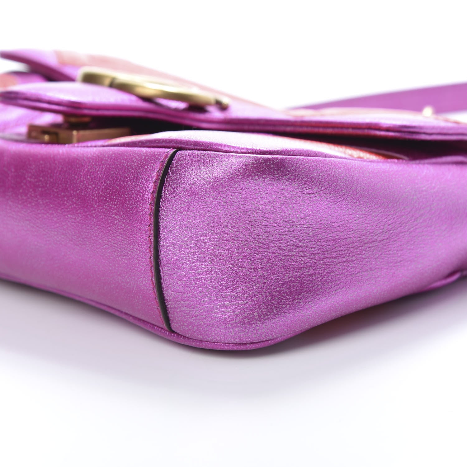 Gucci Metallic Calfskin Matelasse Mini GG Marmont Shoulder Bag Fuchsia 10 of 10