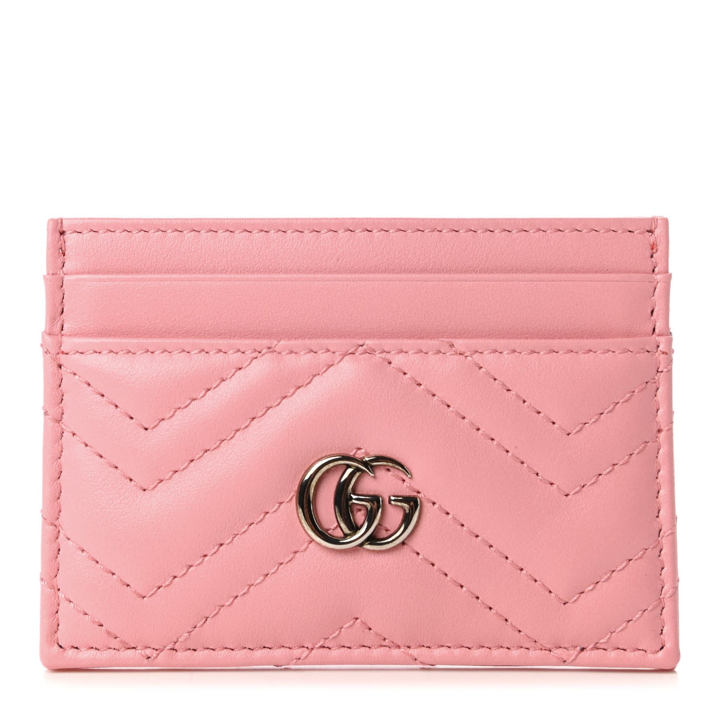 Calfskin Matelasse GG Marmont Card Holder Wild Rose