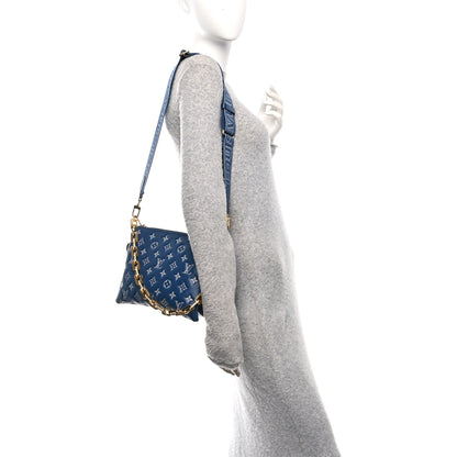 Louis Vuitton Lambskin Embossed Monogram Coussin PM Denim Blue 2 of 11