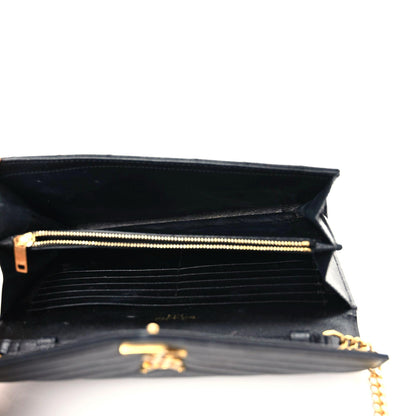 Saint Laurent Grain De Poudre Matelasse Chevron Monogram Chain Wallet Black 10 of 14