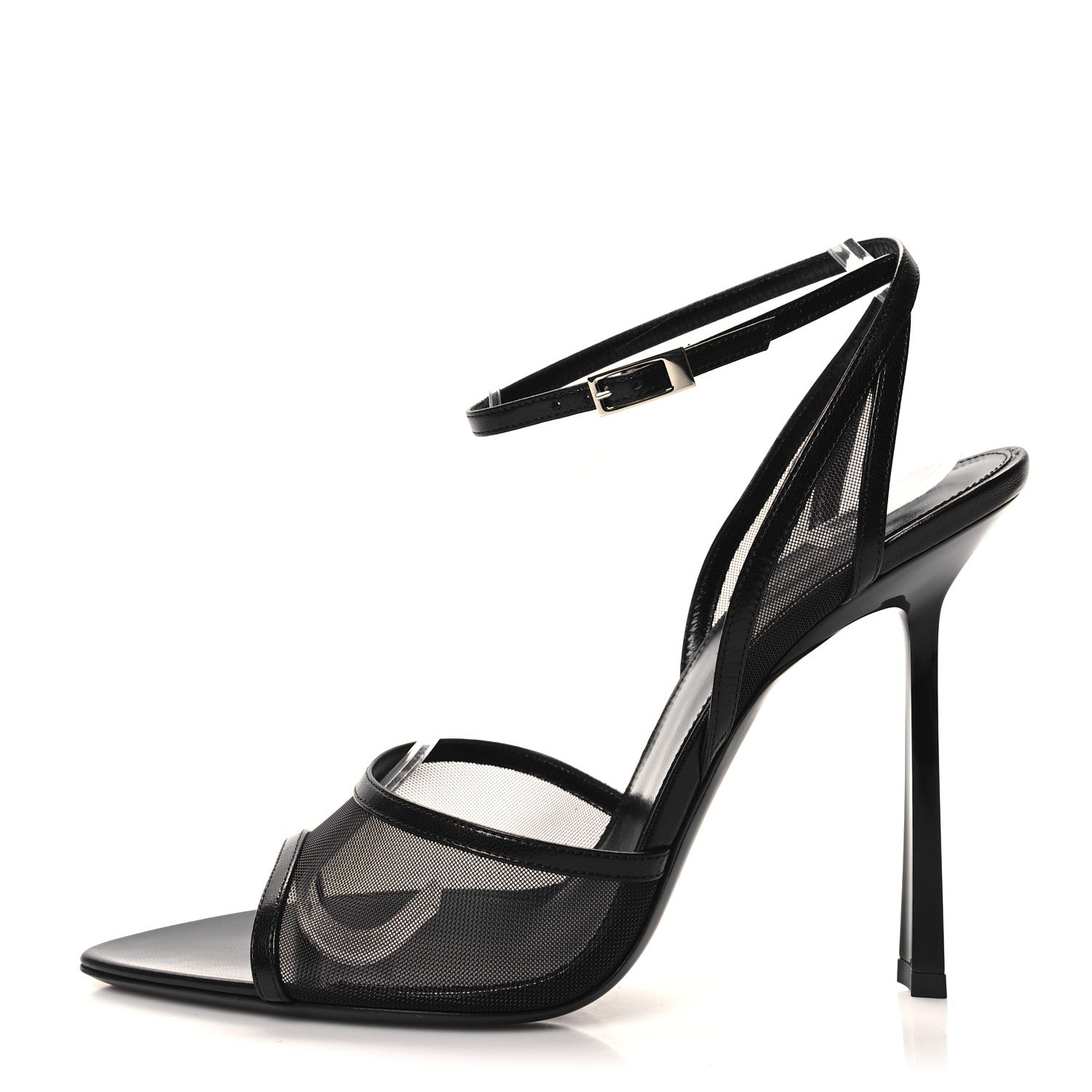 Saint Laurent Tulle Missy 110 Ankle Strap Sandals 39 Black 1 of 7