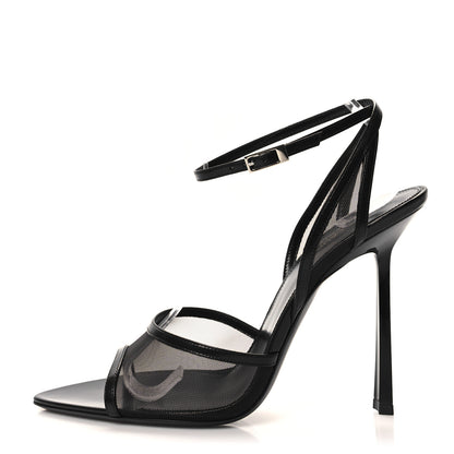 Saint Laurent Tulle Missy 110 Ankle Strap Sandals 39 Black 1 of 7