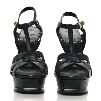 Saint Laurent Calfskin Tribute 105 Platform Sandals 39 Black 2 of 8