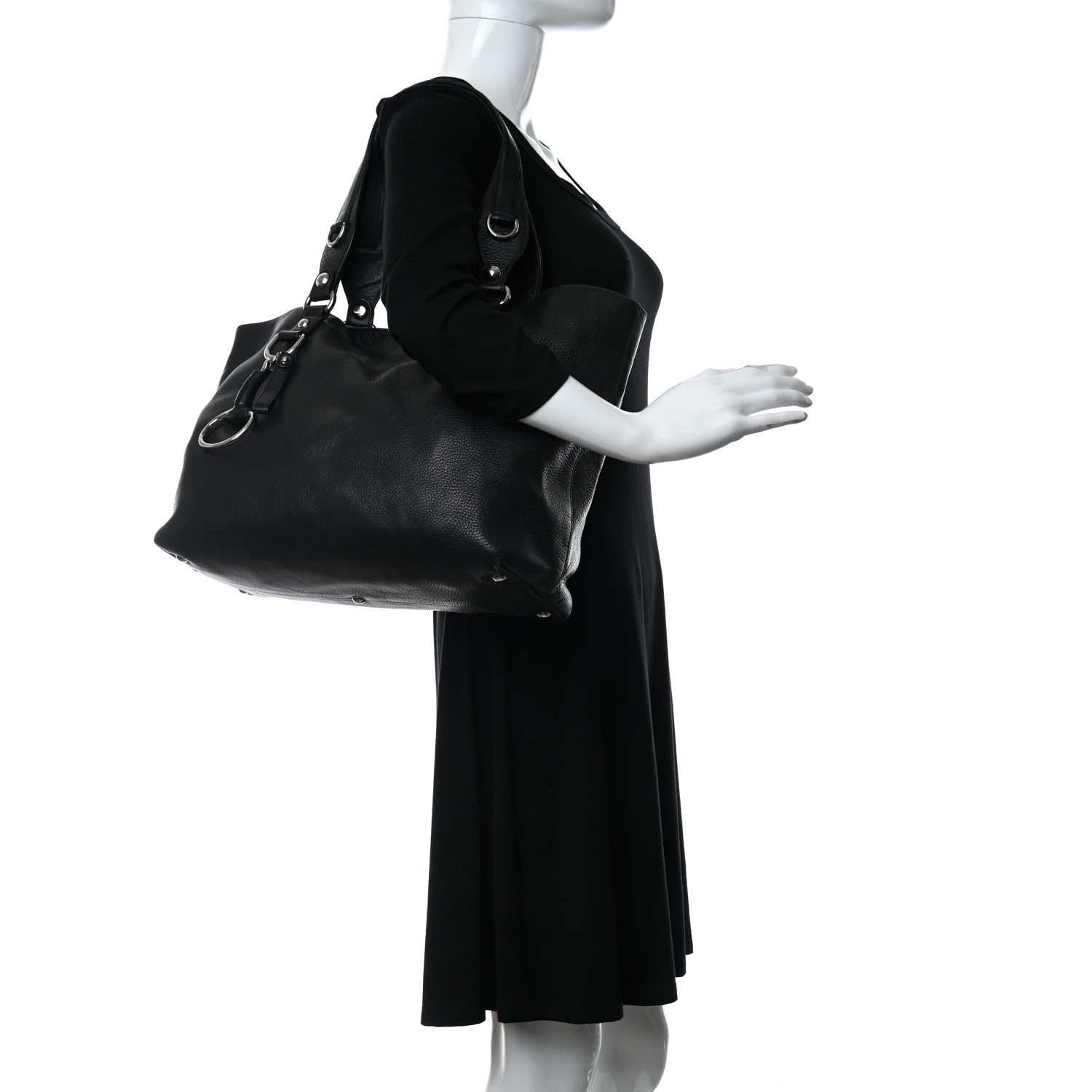 Gucci Calfskin Medium Icon Bit Tote Black 2 of 14