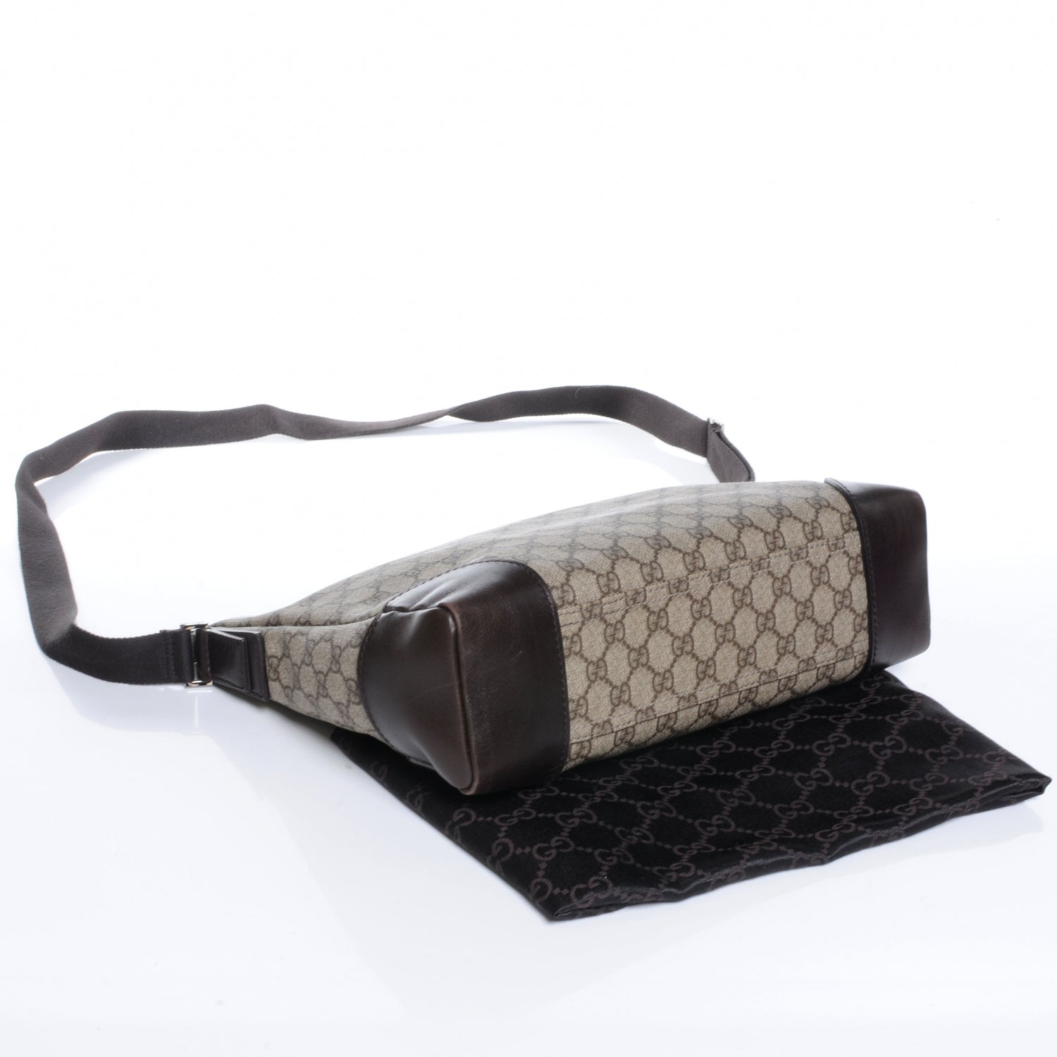 Gucci Denim Monogram Flat Messenger Bag Black 4 of 10