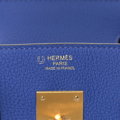 Hermes Togo Bi-Color Horseshoe Birkin 30 Bleu Electrique Etoupe 6 of 13