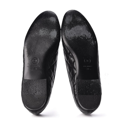Chanel Aged Calfskin Quilted CC Cap Toe Ballerina Flats 39 Black 4 of 8