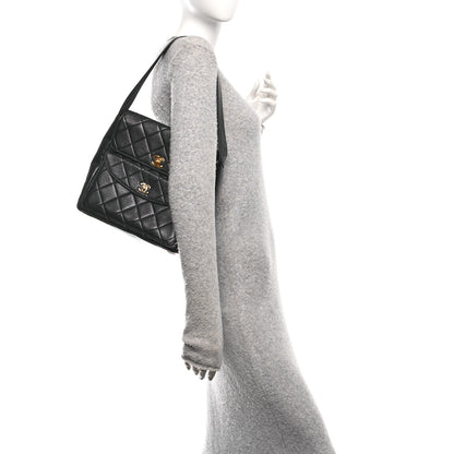 Chanel Lambskin Quilted Double Pocket Shoulder Bag Black 2 of 10