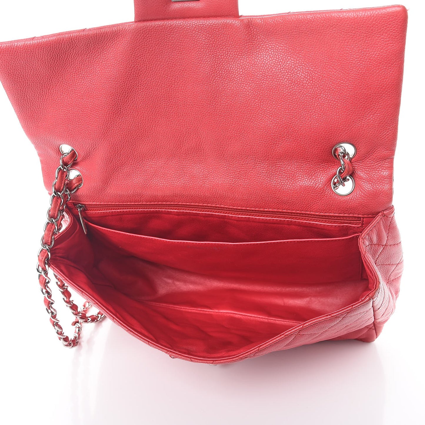 Washed Caviar Quilted Maxi Single Flap Fuchsia