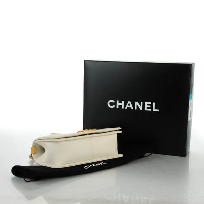 Chanel Caviar Suede Calfskin Chevron Medium Boy Flap White 4 of 7