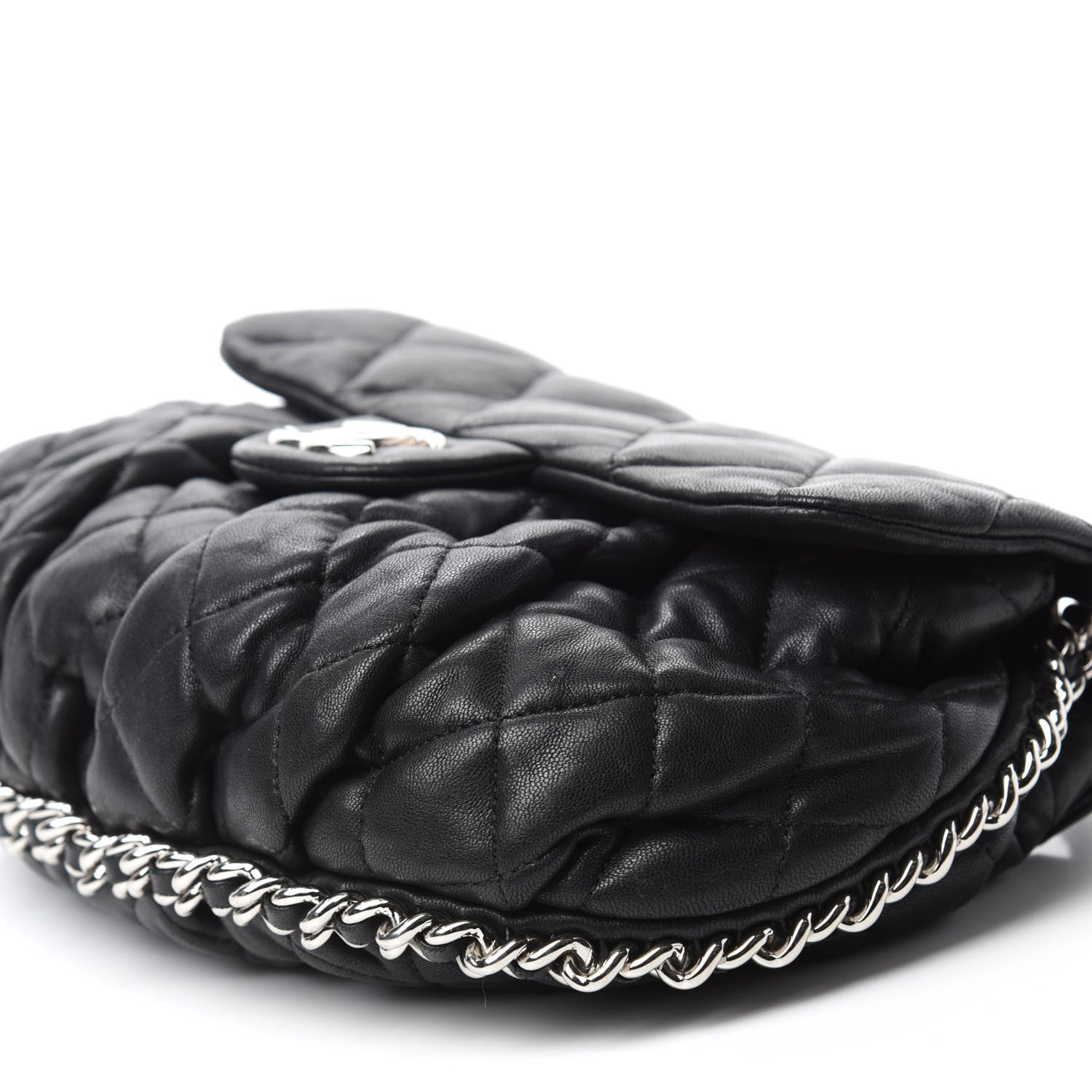 Chanel Washed Lambskin Quilted Medium Chain Around Messenger Black 7 of 20