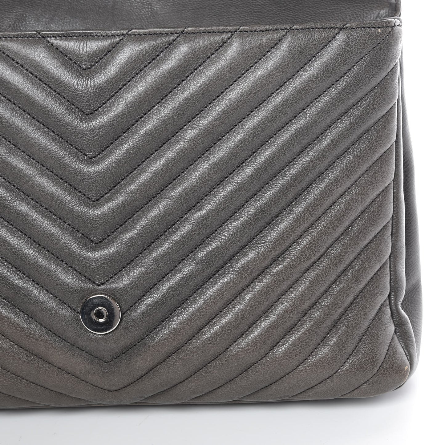 Sheepskin Matelasse Chevron Monogram Large College Satchel Dark Anthracite