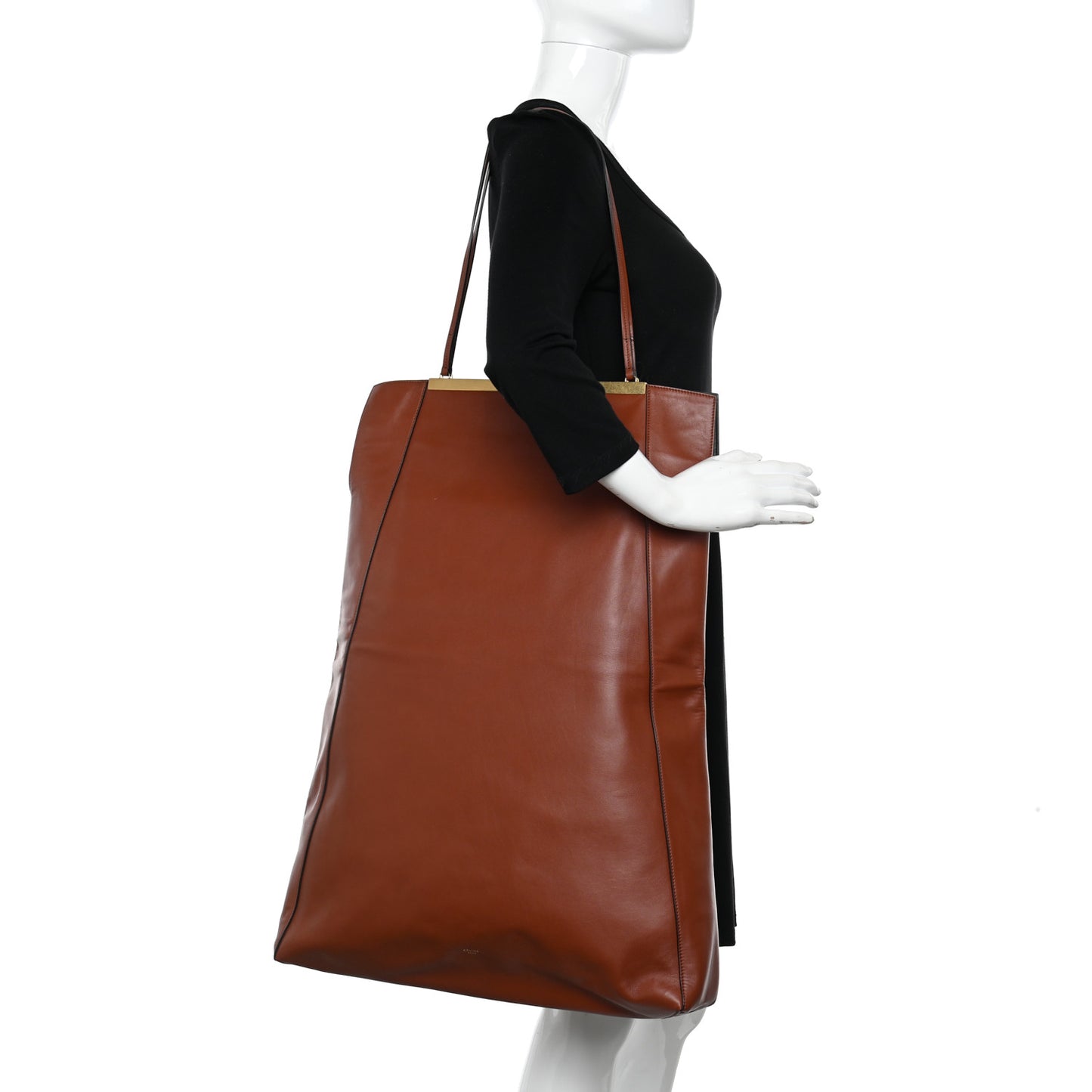 Calfskin Vertical Clasp Cabas Marron Terracotta