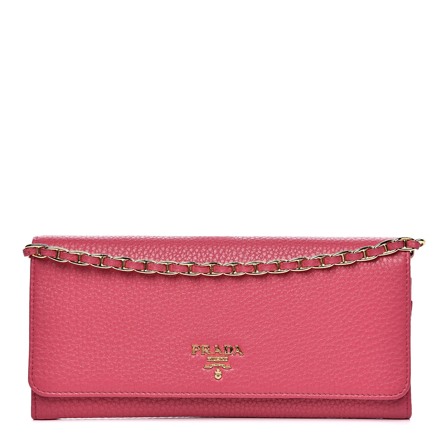 Vitello Grain Metal Oro Chain Wallet Peonia