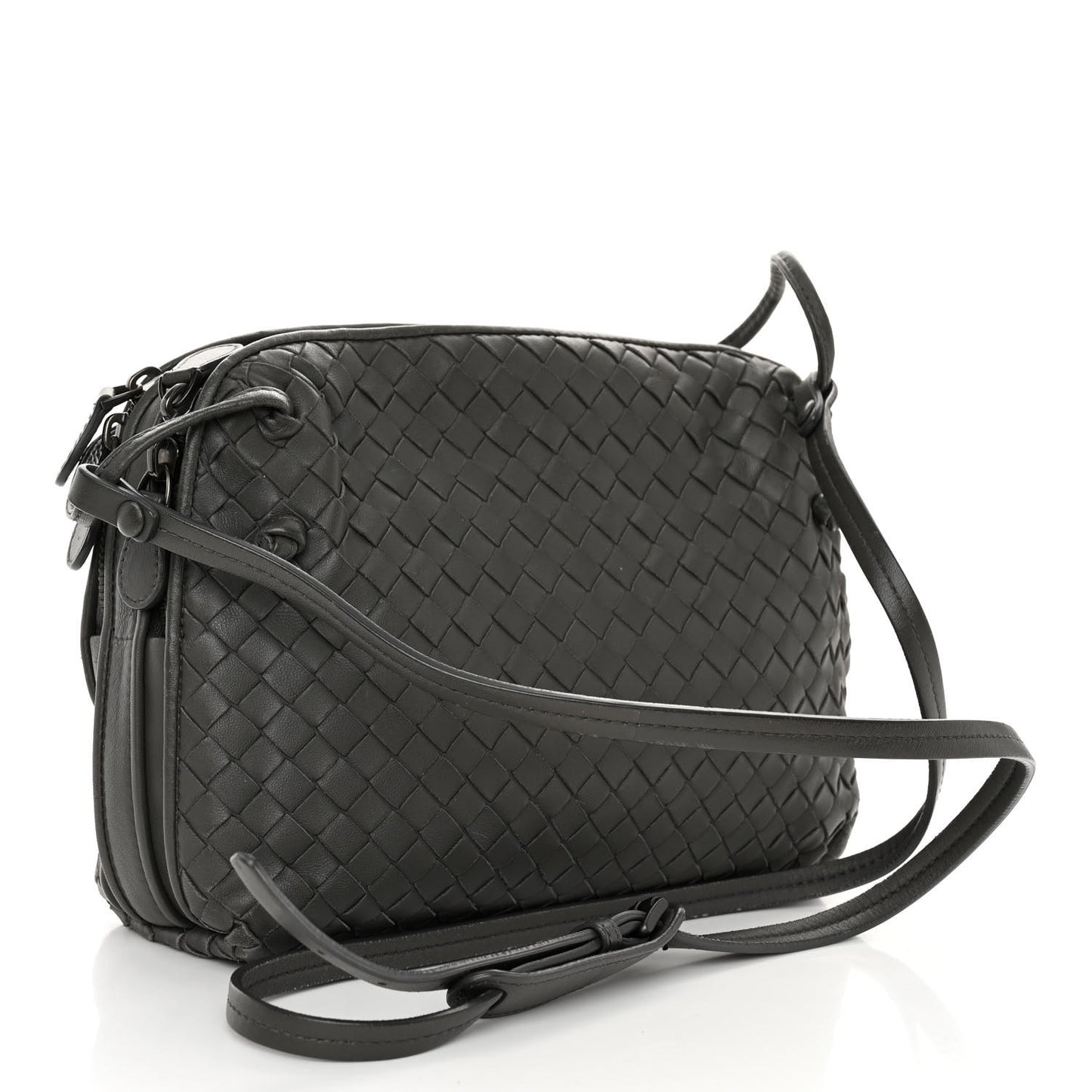 BOTTEGA VENETA Nappa Intrecciato Pillow Crossbody Messenger Light Grey