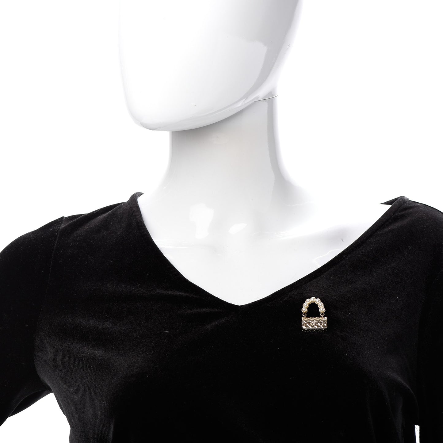 Pearl Quilted Flap Brooch Gold