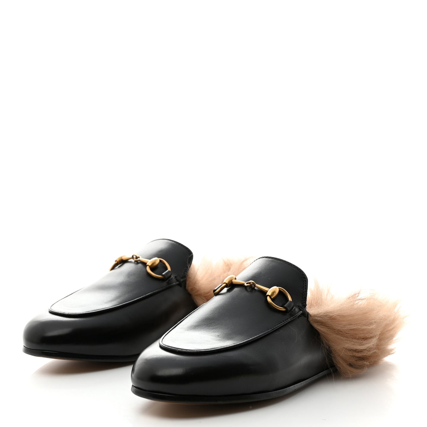 Calfskin Fur Womens Princetown Slippers 35 Black