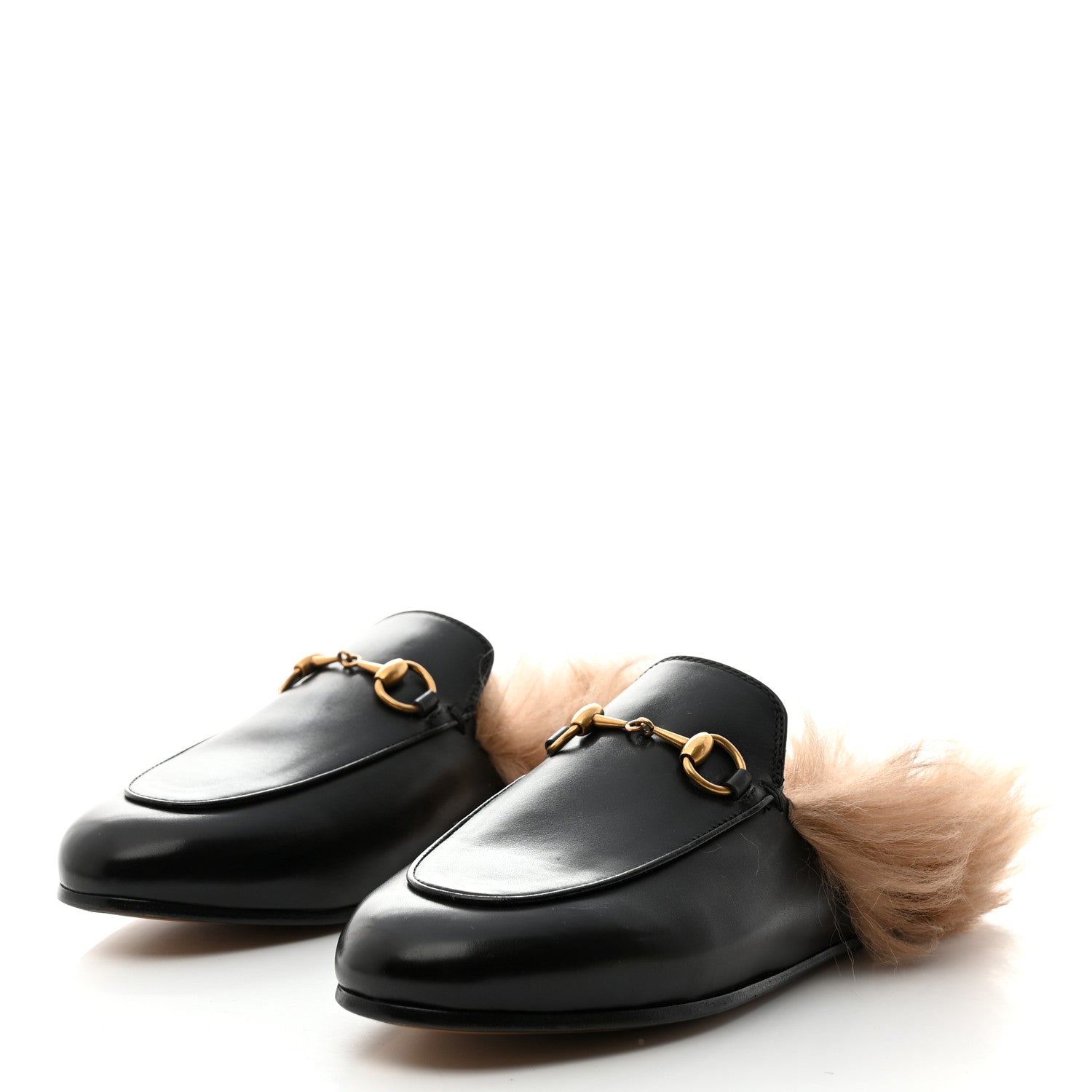 Gucci Calfskin Fur Womens Princetown Slippers 35 Black 3 of 8