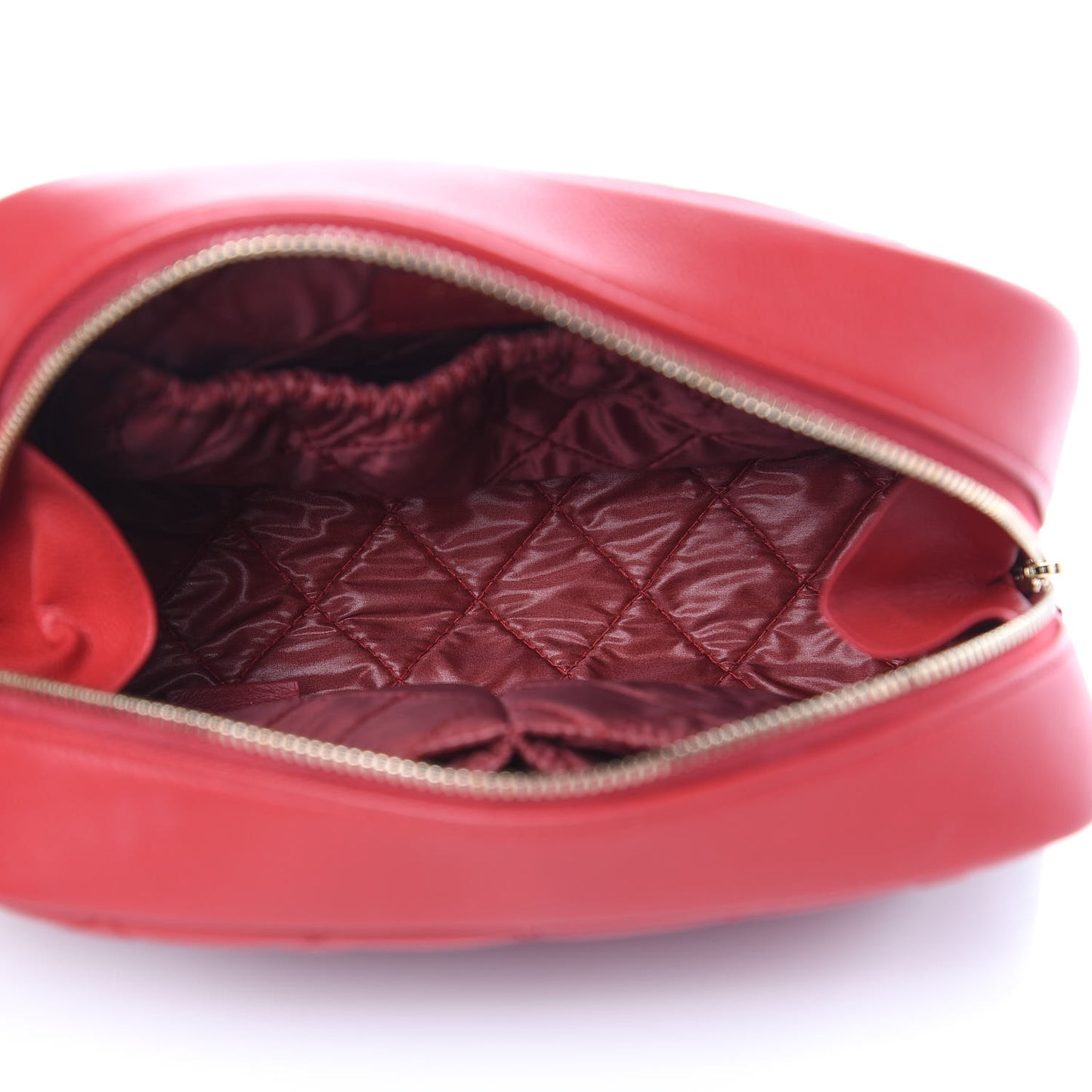 Caviar Quilted Curvy Pouch Cosmetic Case Red