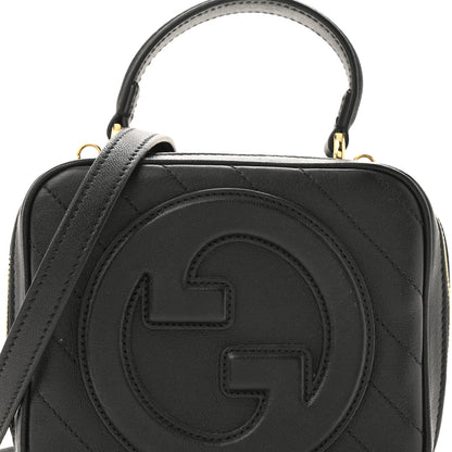 Gucci Sakai Be Green Calfskin Diagonal Stitched Blondie Top Handle Bag Black 8 of 12