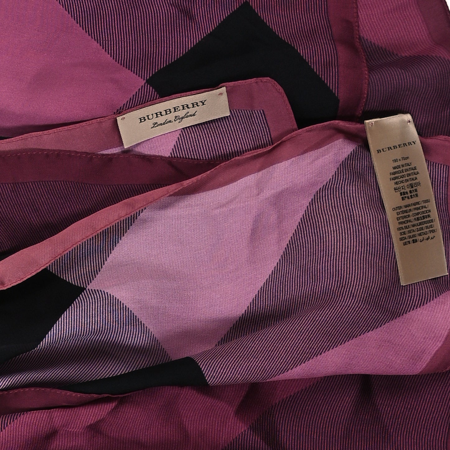 Silk Mega Check Scarf Ash Rose