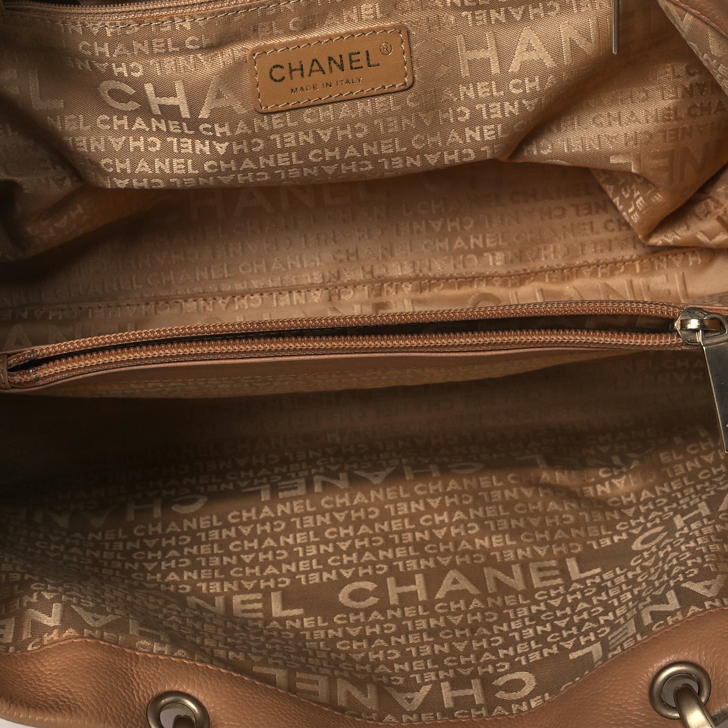 Caviar CC Stitched Tote Beige
