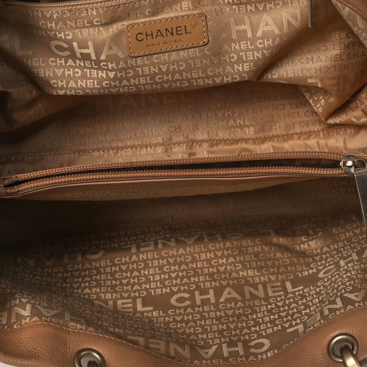 Chanel Caviar CC Stitched Tote Beige 4 of 8