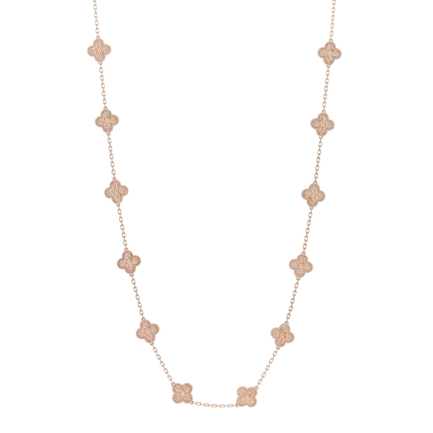 18K Rose Gold 20 Motifs Vintage Alhambra Necklace
