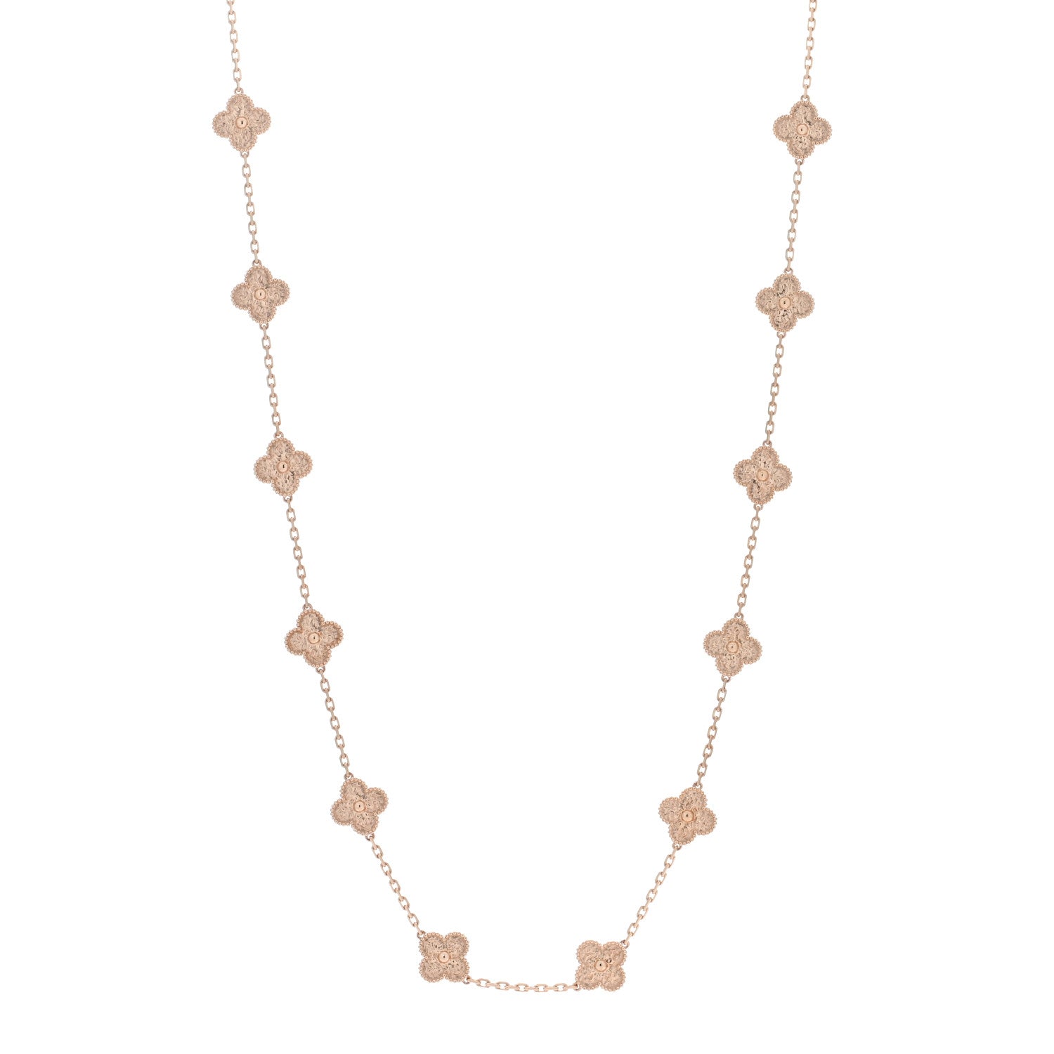 Van Cleef & Arpels 18K Rose Gold 20 Motifs Vintage Alhambra Necklace 1 of 5