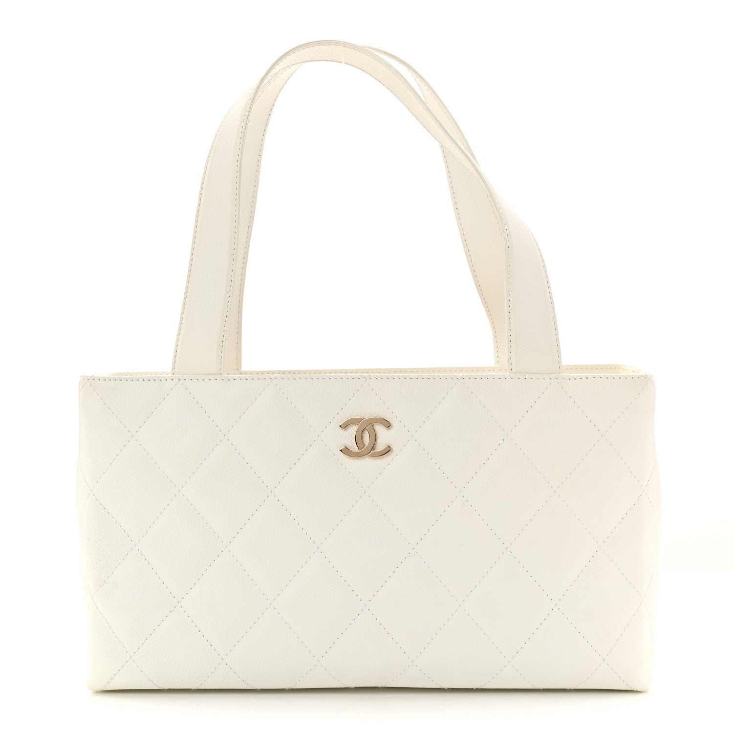 Chanel Caviar Quilted Tote With Clutch White 1 of 18