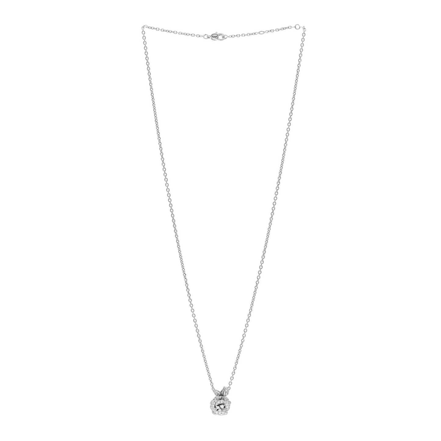 CHRISTIAN DIOR 18K White Gold Diamond Small Rose Dior Bagatelle Necklace