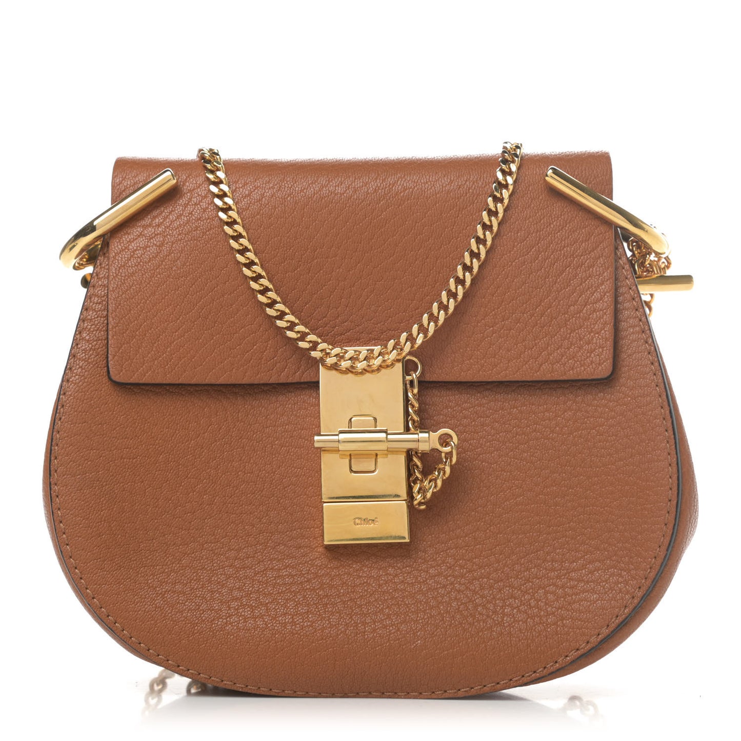 Grained Lambskin Mini Drew Shoulder Bag Caramel
