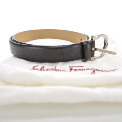 FASHIONPHILE SALVATOREFERRAGAMOGanciniEmbossedBelt32Brown 5 of 5
