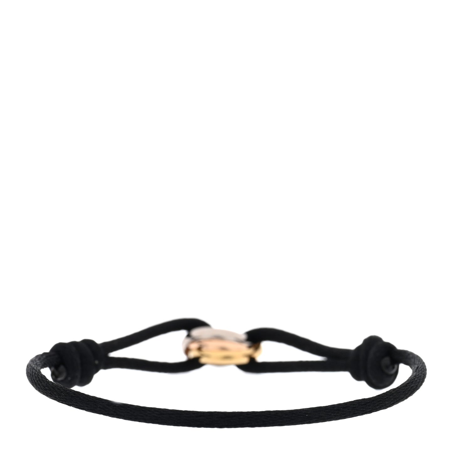 18K Pink Yellow White Gold Trinity Adjustable Cord Bracelet Black